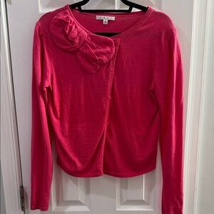 CABI Swanky Ruched Bow Off Center
Button Cashmere Blend Cardigan